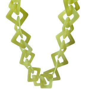 Retro 80s Neon Yellow Square Link Statement Necklace Acrylic Fashion Jewelry